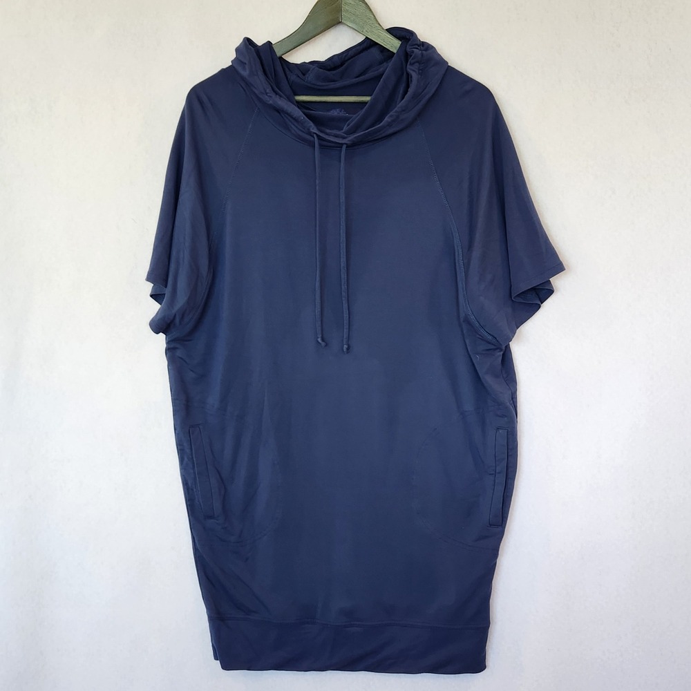 Prana Carys Knit Hoodie‎ Dress S Dark Navy Blue Short Sleeve Athleisure Active